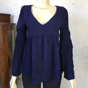Solemio Deep Blue Open Shoulder Top Size Medium